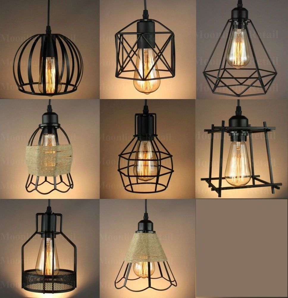 hot selling Vintage Hanging Lamp Metal Hardware Chandelier Lantern Shade Edison Bulbs Glass Pendant Lamp For Dinning Room