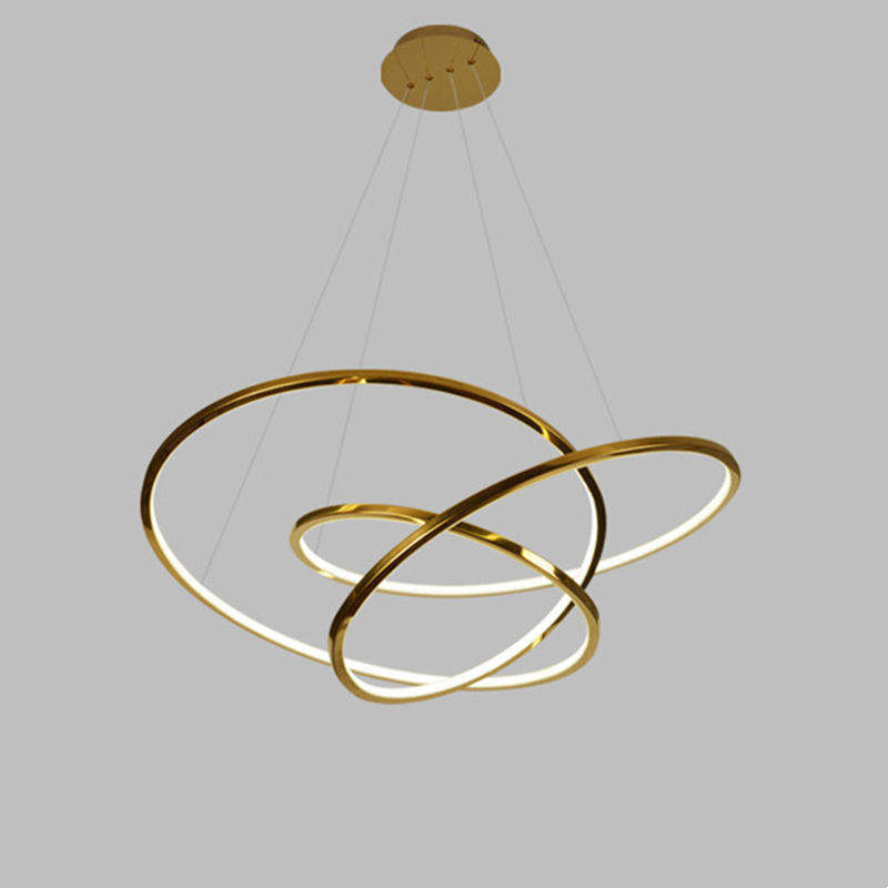 Modern Circle Chandelier Lighting Round Ring Gold Chandelier light For Hotel Dining Room Lamp Living Room Simple Decorate Lamp