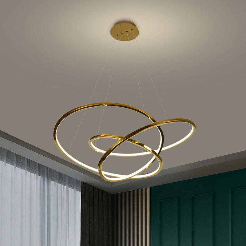 Modern Circle Chandelier Lighting Round Ring Gold Chandelier light For Hotel Dining Room Lamp Living Room Simple Decorate Lamp