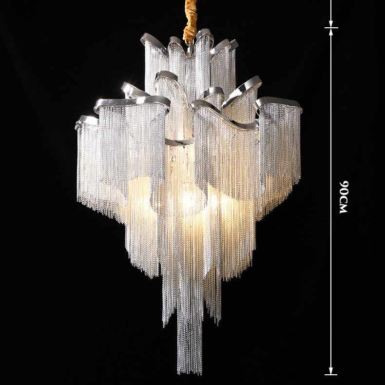 0807-4 Italian light luxury Atlantis stylish aluminum chain chandelier, villa living room dining room lamp hotel chandelier