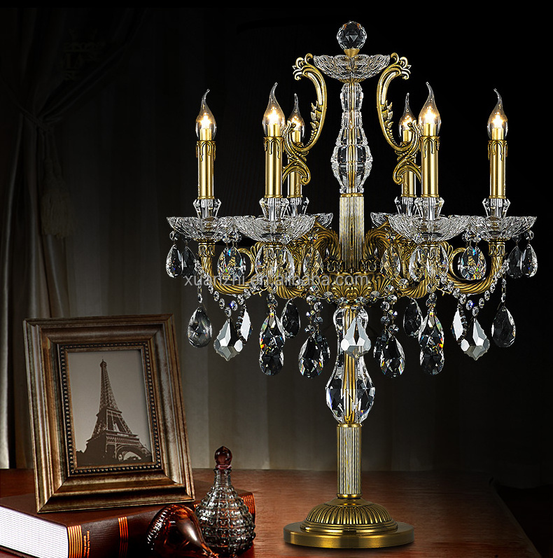 0403-12 Best Classic 6 Lights Crystal Floor Lamp crystal Lustre Candelabra Standing Lamp