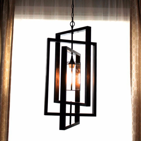 6.3-13 Geometric Rectangular Midcentury Modern Chandelier Pendant Light