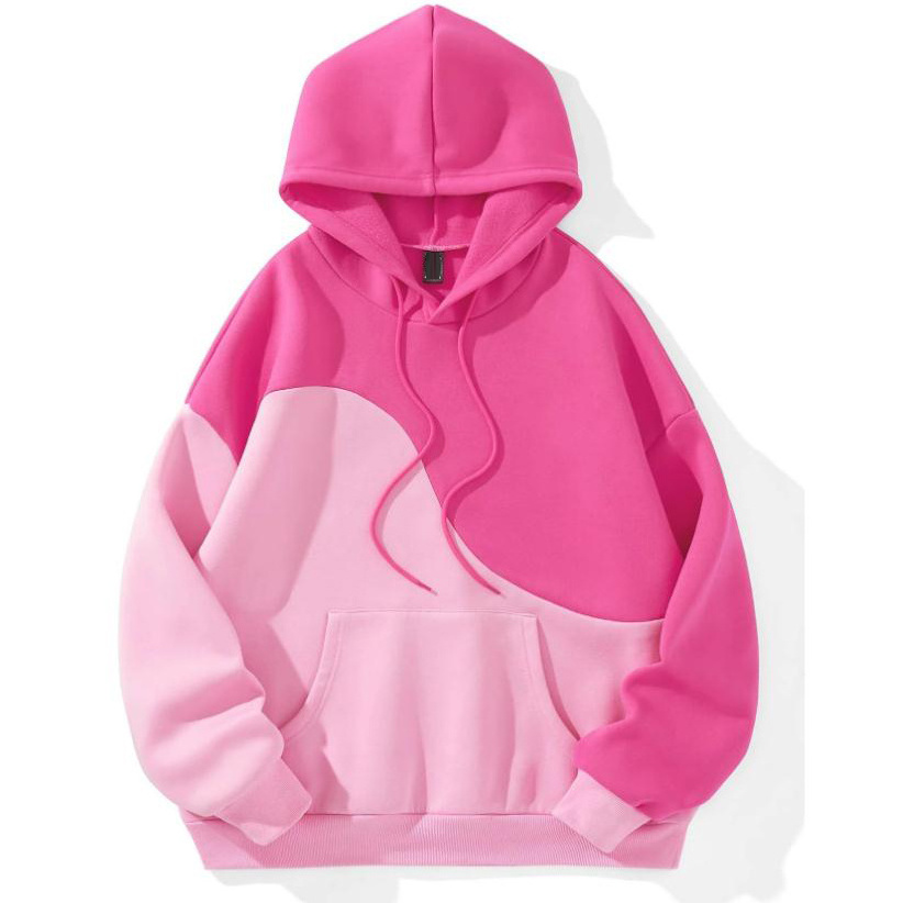 Wholesale factory price cotton fleece blank hoodie high quality thermal lined two tone one piece hoodie women with logo