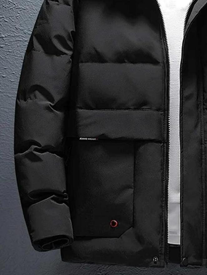 New arrival high quality letter patched detail puffer jacket custom zipper hooded  winter puffer coats for men