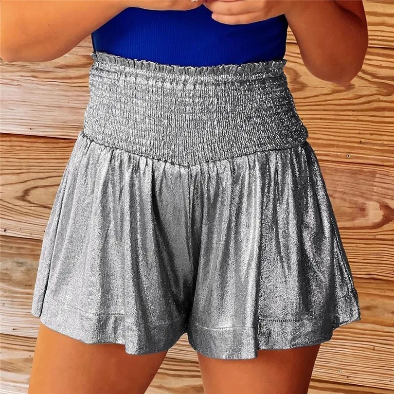 Summer Luxury Comfortable Shiny Mardi Gras Girls Shorts Colorful Elastic Waist Folds Glitter Mardi Gras Women's Pant shorts