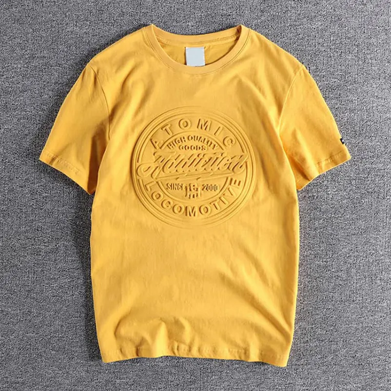 High quality men's t-shirts summer oversize embossed letter printing loose 100% cotton short sleeve plus size men's t-shirts