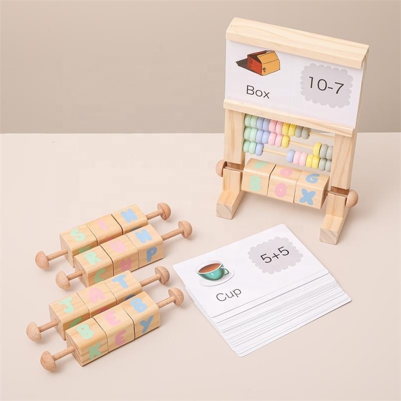 Wooden Abacus Frame Counting Beads Alphabet Blocks Kids Montessori Toys Preschool Learning Educational Toys for Baby Toddlers