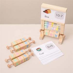 Wooden Abacus Frame Counting Beads Alphabet Blocks Kids Montessori Toys Preschool Learning Educational Toys for Baby Toddlers