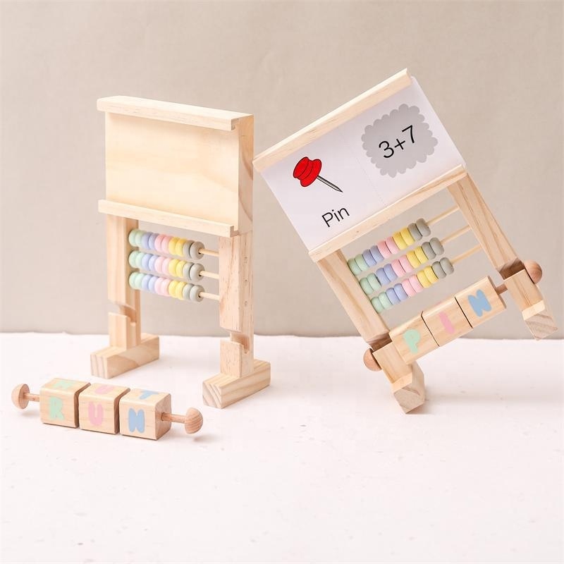 Wooden Abacus Frame Counting Beads Alphabet Blocks Kids Montessori Toys Preschool Learning Educational Toys for Baby Toddlers