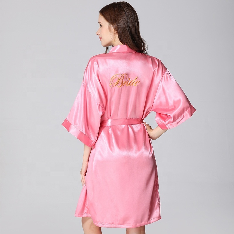 Hot Sale Personalized Embroidery Satin Robe Women Wedding Bride and Bridesmaid Robes Silk Bridal Robes