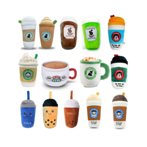 Wholesale Hot Sell Coffee Cup Plush Toy Stuffed Squeak Mug with Rope Dog Molar Chew Toys