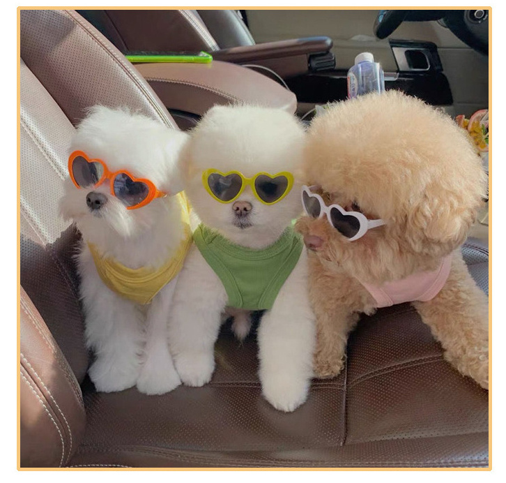 Creative Heart Shape Pet Accessories  Cute Decorative Sunglasses for Cat Dog Baby