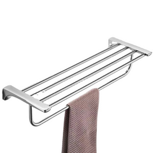 modern  SUS304 towel rack Towel Rack for Bathroom Towel Storage Wall Mounted Shelf with Bar Hooks No Assembly Required