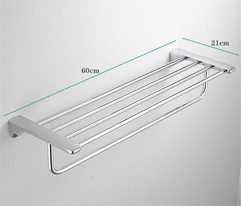 modern  SUS304 towel rack Towel Rack for Bathroom Towel Storage Wall Mounted Shelf with Bar Hooks No Assembly Required