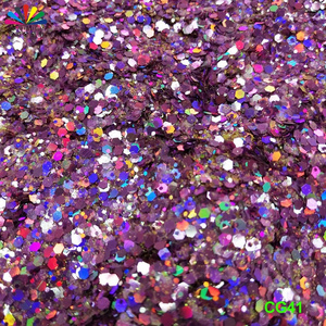 Bulk chunky holographic polyester hexagon glitter wholesale cosmetic nail glitter