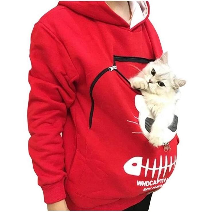 Dog Pet Paw Lover Cuddle Pouch Sweatshirt Pocket Animal Hoodie with Ears