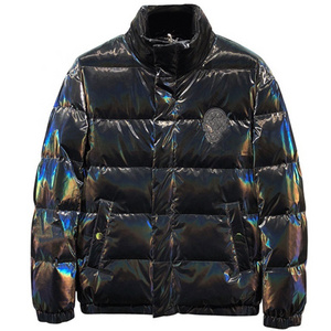 Custom Boy Winter Coats Men Color Change Shinny Thick Warm Puffer Jacket