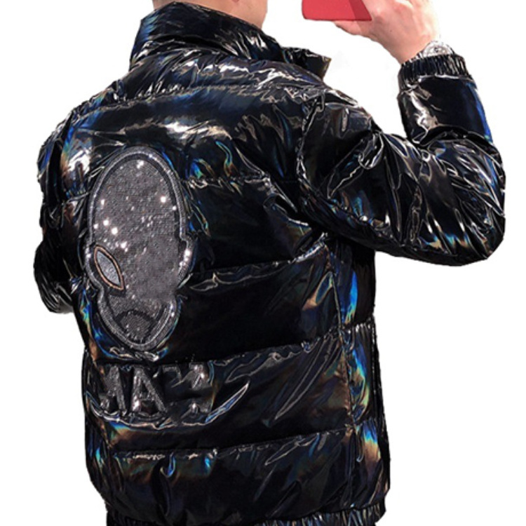 Custom Boy Winter Coats Men Color Change Shinny Thick Warm Puffer Jacket