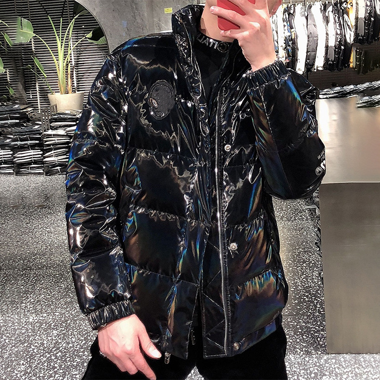 Custom Boy Winter Coats Men Color Change Shinny Thick Warm Puffer Jacket