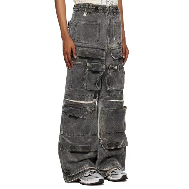 OEM Cargo Hombre Pockets Trousers Baggy Acid Washed Pants Men's Vintage Denim jeans