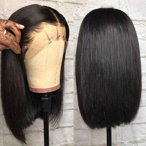 Cheap 10 Inch Highlight Piano Color Blunt Cut Double Drawn Bone Straight Raw Original Brazilian Human Hair Lace Bob Wig