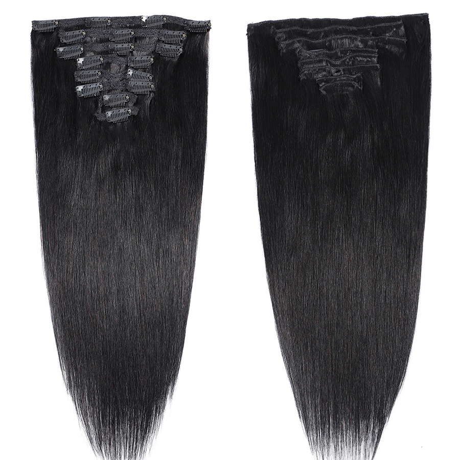 New Products 2022 Natural Virgin Clip in Hair Extension Raw Indian Kinky Straight Clip ins For Black Women