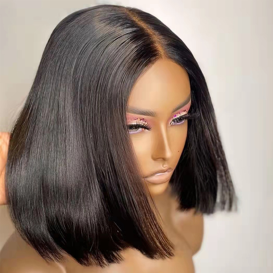 Wholesale 12A Grade Vietnamese Human Hair Bone Straight HD Lace Closure Wigs ,180% Density 2x6 Super Double Drawn Kim K Bob Wig