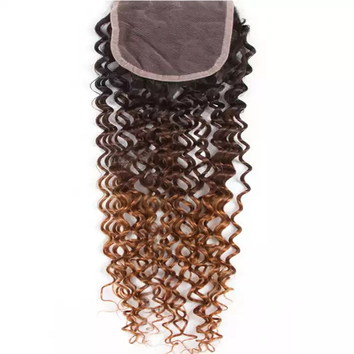 1b 4 30 Kinky Curly Hair Virgin Brazilian Remy Hair 3 Hair Bundles With 4*4 Lace Closure