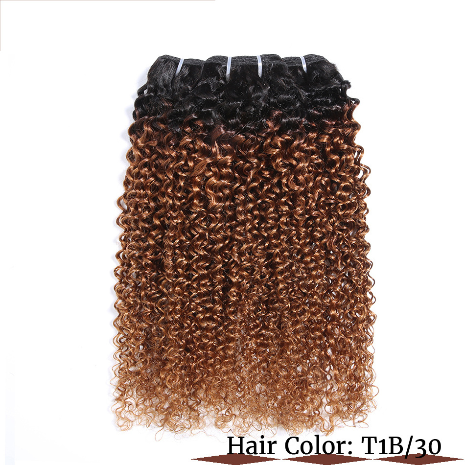 Two Tone Ombre Brazilian Hair Bundles Kinky Curly #27 Honey Blonde Human Hair Extensions 1B/4/30 Remy Hair Weave