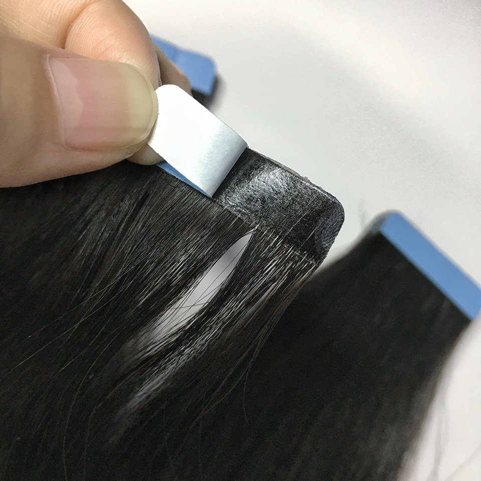 Factory Supplier Tangle Free Shedding Free Remy 100% Human Adhesive Tape Hair Extension For White Women