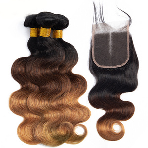 Brazilian Ombre Human Hair Bundles Straight Body Wave 1b/4/30 Ombre Human Hair Weaves