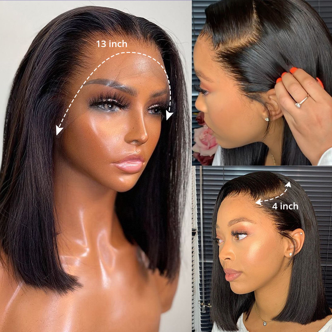 Wholesale 12A Grade Vietnamese Human Hair Bone Straight HD Lace Closure Wigs ,180% Density 2x6 Super Double Drawn Kim K Bob Wig