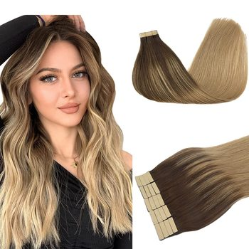 Human Hair extension Brazilian Remy Seamless Double Drawn Tape clip  In Hair Extensions 100% Human Hairs