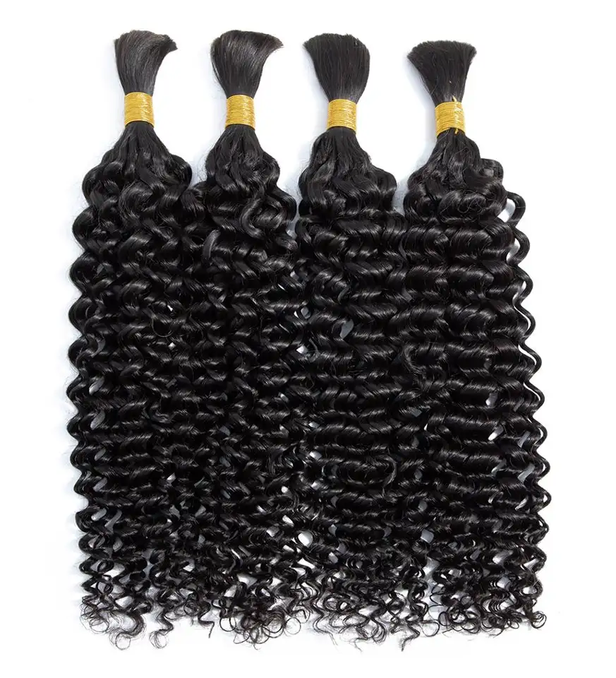 High quality raw extensions human braiding hair bulk no weft deep wave virgin hair