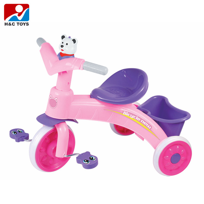 Cheap kids plastic ride on 3 wheel pedal baby tricycle bicycle