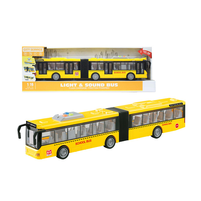 High quality 1:16 electric double school bus plastic model bus toy