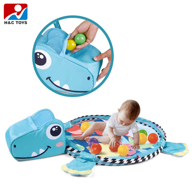 Kid dinosaur activity gym fitness rack ball pit pool 30pcs ocean balls baby play mat with fence