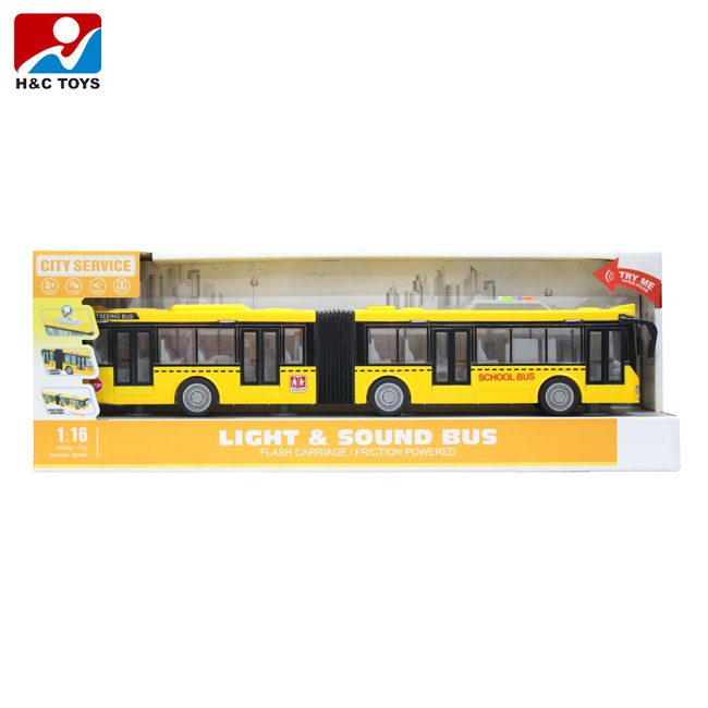 High quality 1:16 electric double school bus plastic model bus toy