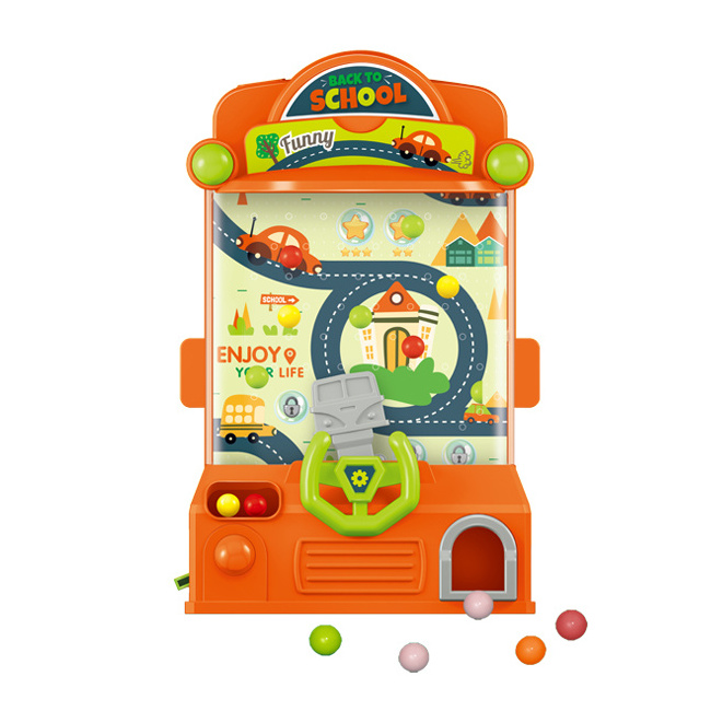 Cartoon bus design ball catching toys mini game machine ball catcher toy