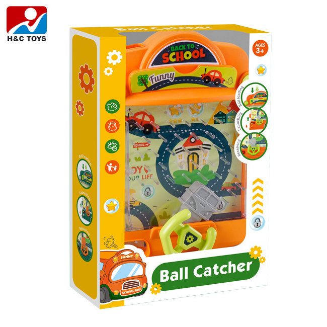 Cartoon bus design ball catching toys mini game machine ball catcher toy