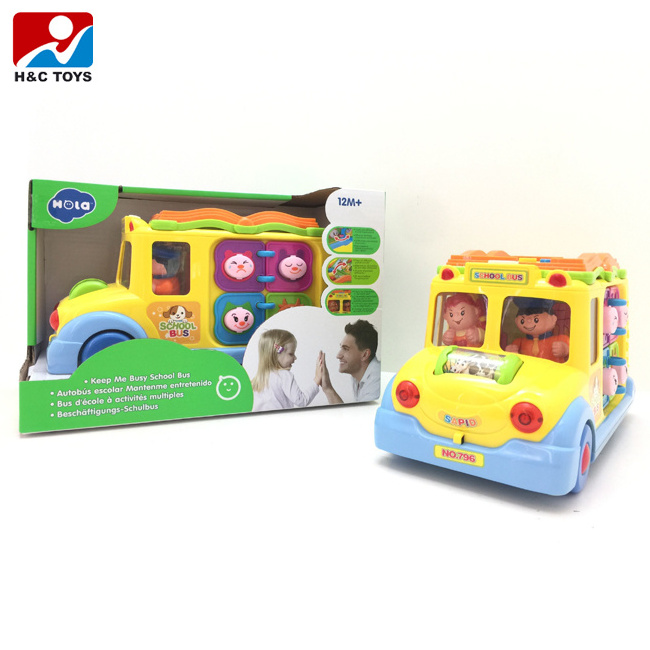 Huile / Hola toys intelligent baby school bus toy with light and music