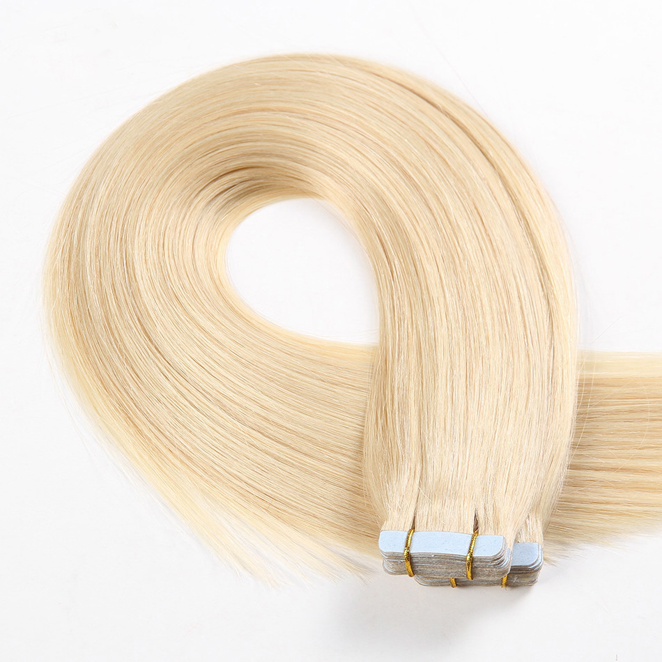 Wholesale raw indian hair  9A Russian Remy Extensions Double Drawn Tape In Hair Extensions Virgin Human Tape Hair