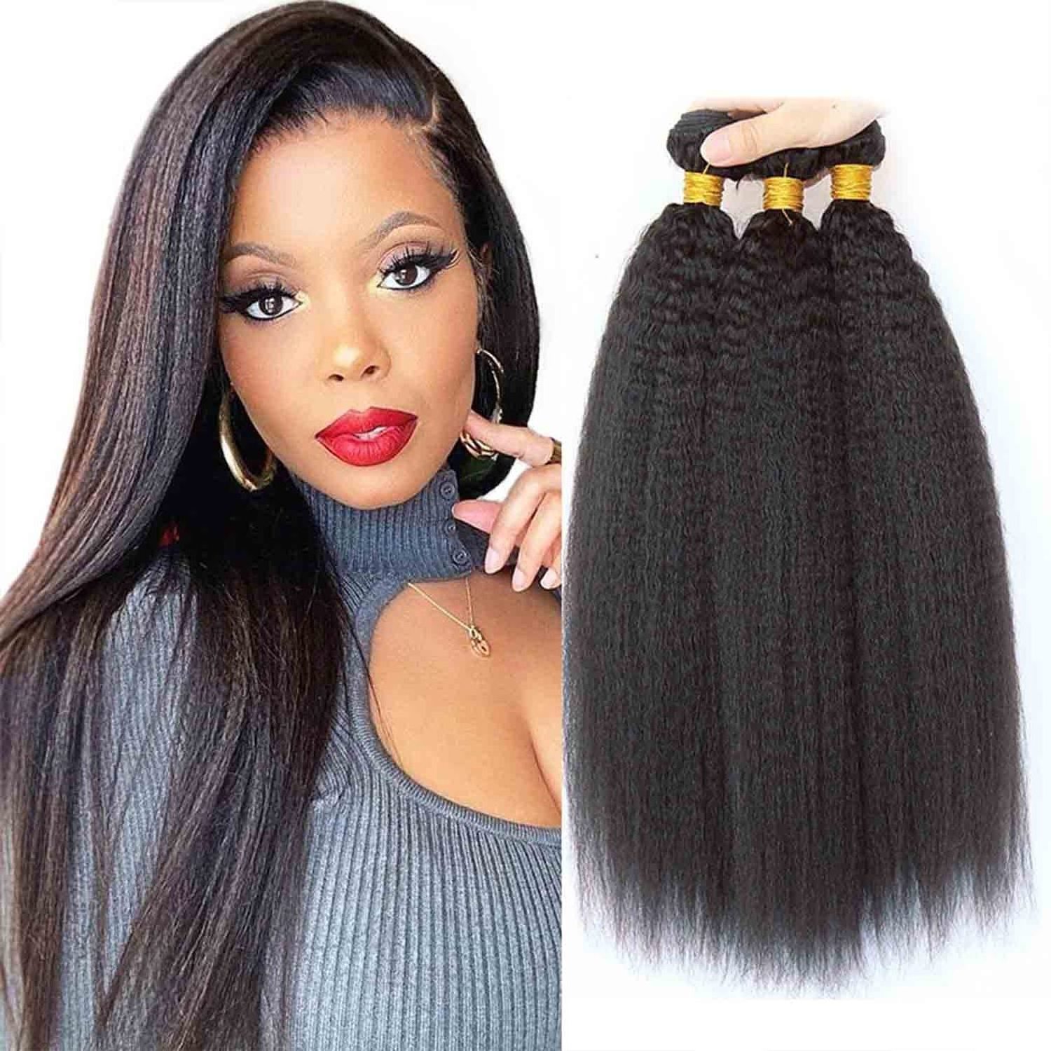 Uniky High quality grade 10a 100% virgin weaves bundles peruvian and brazilian natural yaky straight kinky human hair bundles