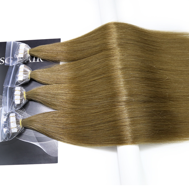 Wholesale Raw Tape In Hair Extensions 18inch Remy Double Drawn 100% Russian Human Tape In Hair