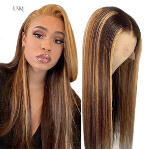 Uniky virgin straight human hair cuticle aligned 13x4 4x4 150% 180% 200% lace front wigs piano highlight ombre color wig