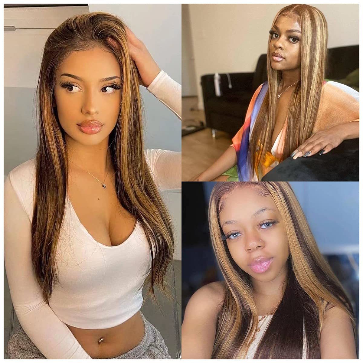 Uniky virgin straight human hair cuticle aligned 13x4 4x4 150% 180% 200% lace front wigs piano highlight ombre color wig