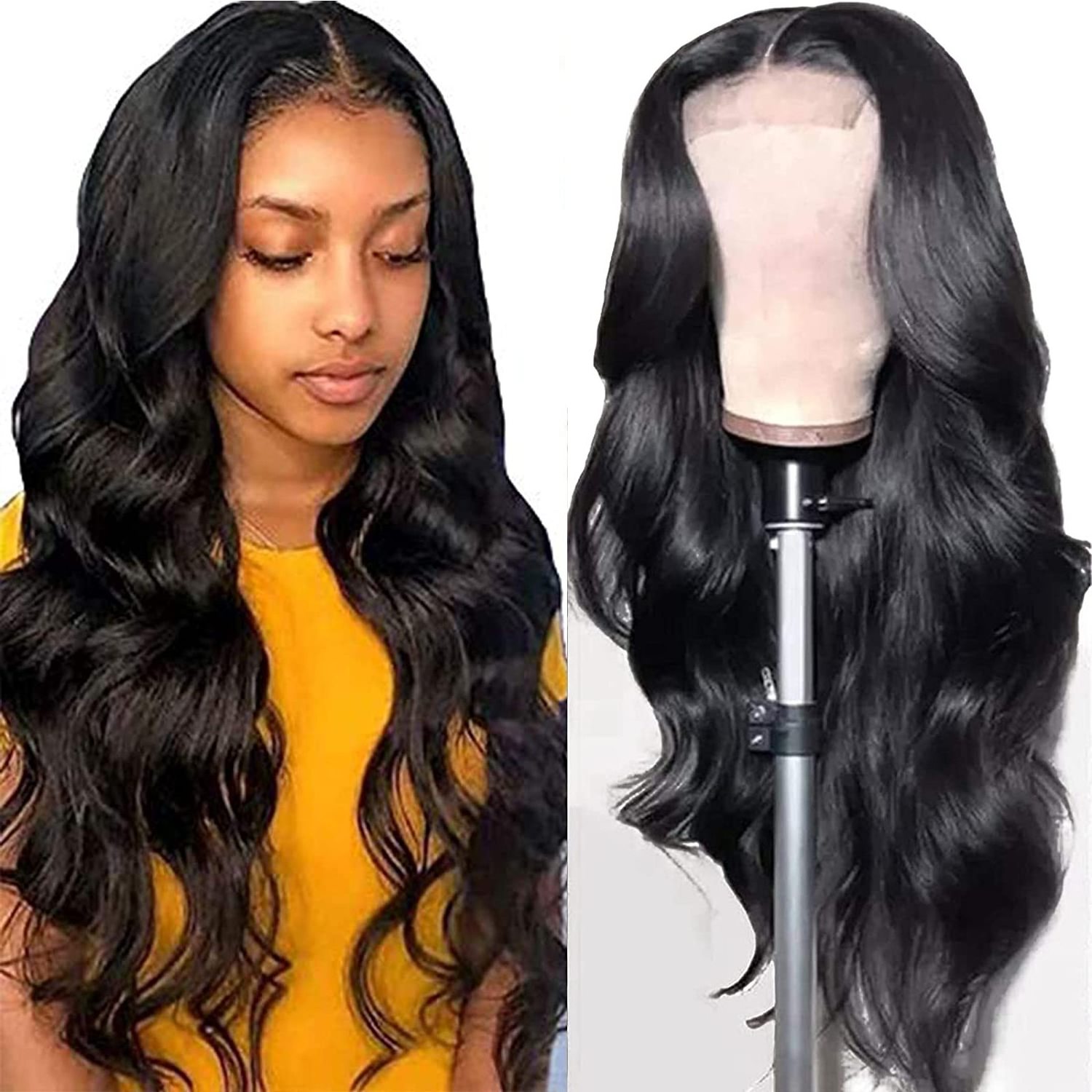 26 Inches Lace Frontal Human Virgin Hair Wigs Malaysian Body Wave Lace Front Wig 40