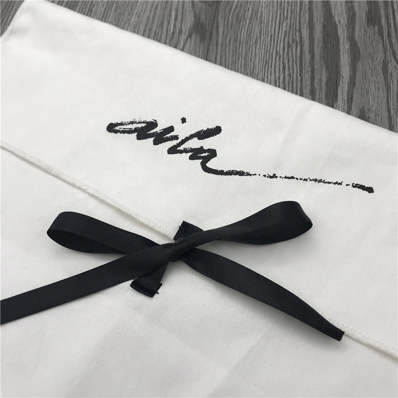 Soft Twill Cotton Envelope Cloth Shoe Dust Packaging Pouch With Flap Custom Logo Printed Drawstring 100% Cotton Dust Bag