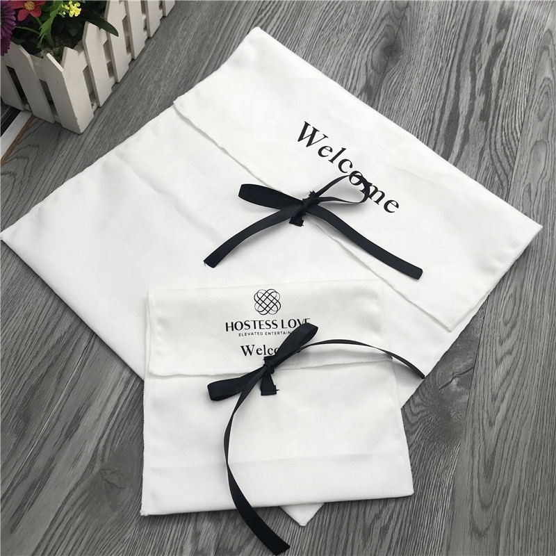 Soft Twill Cotton Envelope Cloth Shoe Dust Packaging Pouch With Flap Custom Logo Printed Drawstring 100% Cotton Dust Bag