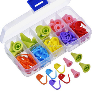 60 Pieces Knitting Crochet Locking Stitch Markers Mix Color and 20 Pieces 2 Sizes Knitting Needles Point Protectors/ Stoppers